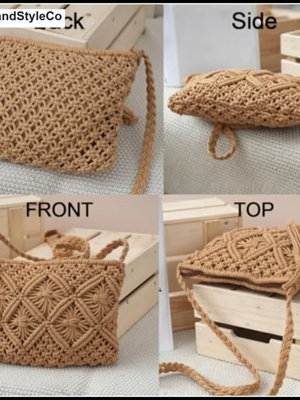 Boho Crochet Crossbody Bag Women's Woven Straw Beach Shoulder Purse with Tassel
